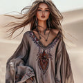 Comstylish Vintage Boho Floral Embroidery Art Comfy Blouse