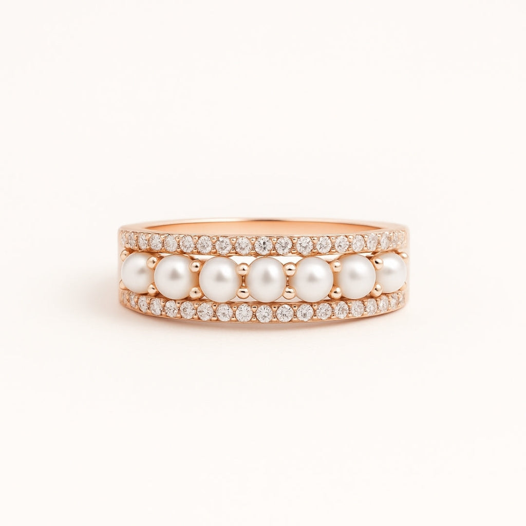 Pearl Zirconia Rose Ring