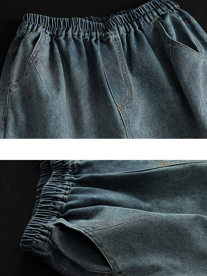 Soft Pocket Denim Straight-leg Pants