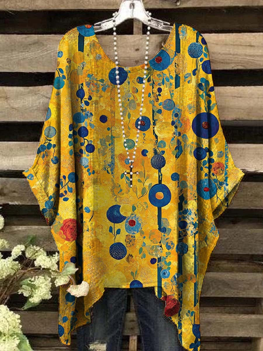 Women's Vintage Art Abstract Print Casual Top