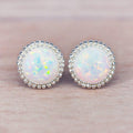 White Bright Opal Rounded Earrings