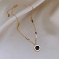 Roman Black Pendant Gold Necklace