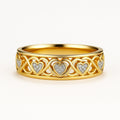 Hollow Zirconia Heart Gold Ring