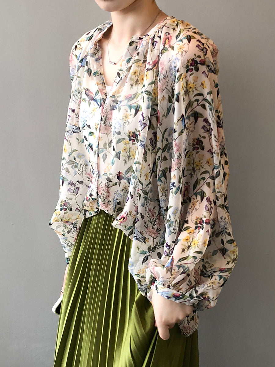 Summer Artsy V-neck Loose Shirt