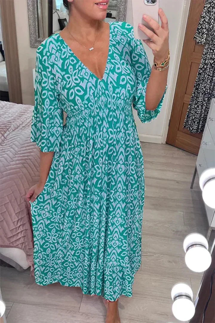 KS | Casual floral dress with V-neckline