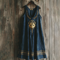 Viking Wolf Pattern V-neck Tank Midi Dress artswardrobe