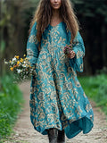 Vintage Floral Embroidered Lace Linen Blend Maxi Dress artswardrobe