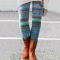 Retro Christmas Pattern Knitted Print Leggings elevenforest