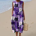 Women's Colorful Cat Art Print Dress artswardrobe