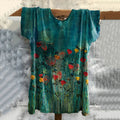 Vintage Embroidered Floral Art Cotton T-shirt artswardrobe