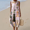 Women's Vintage Dogs Art Print Sleeveless Dress artswardrobe