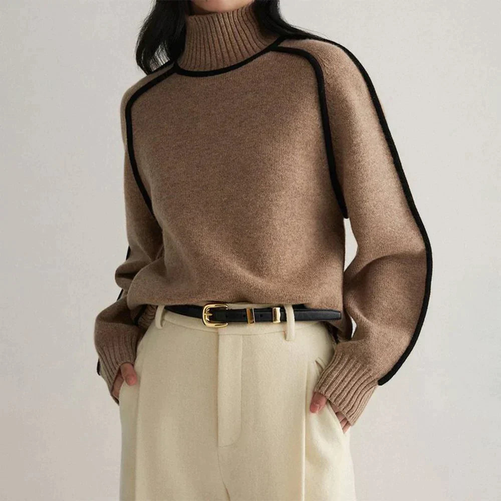 JO | Coffee Sweater with high neckline