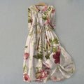 Comstylish Women's Vintage Botanical Floral Design Print Lace-Up Dress