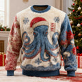 Comstylish Men's Japanese Octopus Art Christmas Ugly Plush Sweatshirt