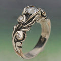 Vintage Silver Inlaid Glass Ring