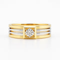 Inlaid Rounded Crystal Gold & Silver Ring