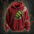 Comstylish Funny Santa Claus Design Men's Hooded Flannel Sweatshirt