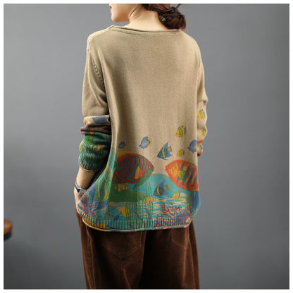 Prints Loose Sweater Spring Tops