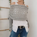 KS | Elegant knitted wrap sweater with openwork detail