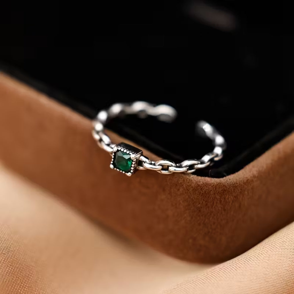 Emerald Chain Ring