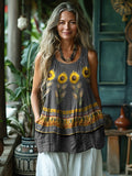 Boho Sunflowers Linen Sleeveless Tank Top artswardrobe