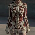 Comstylish Women's Vintage Skull Sequin Art Cozy Zipper Sweater Cardigan
