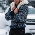 Men's Fairman Island Jacquard Warmth Pattern  Zip Up Collar Sweatshirt elevenforest