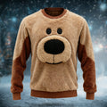 Comstylish Men's Fun Christmas Plush Dog Warm Pullover