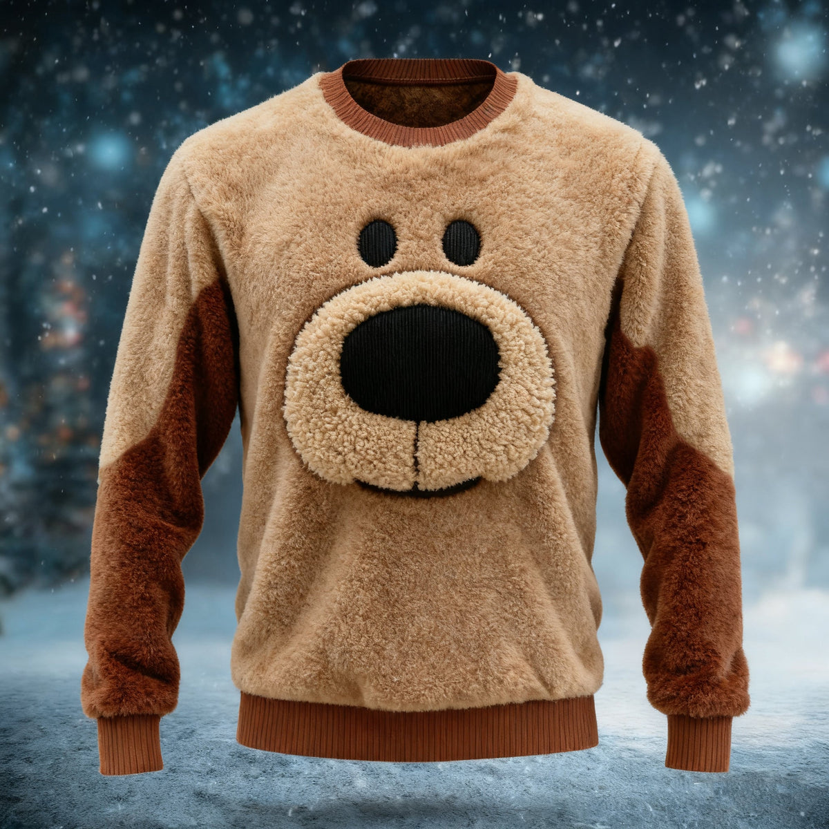 Comstylish Men's Fun Christmas Plush Dog Warm Pullover