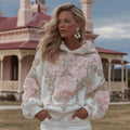 Comstylish Women's Flower Embroidery Art Long Sleeve Casual Hoodie