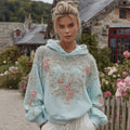 Comstylish Women's Vintage Bohemian Floral Embroidered Casual Hoodie