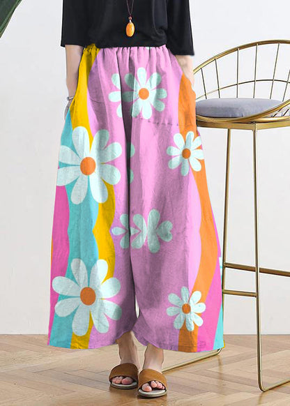 20 Summer Stitching Thin New Cotton and Linen Nude Wide-leg Pants