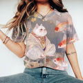 Cute Cats In Kimonos And Carp T-shirts
