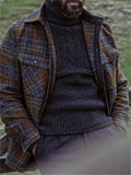 Men's Vintage Plaid Flap Pocket Classic Jacket artswardrobe