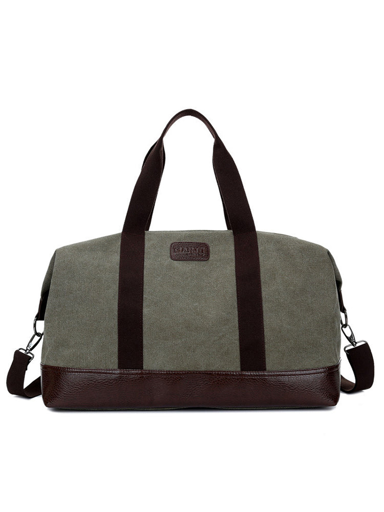 Vintage Washed Canvas Leather Patchwork Bag artswardrobe