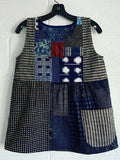 Japanese Art Striped Patchwork Art Linen Tank Top artswardrobe