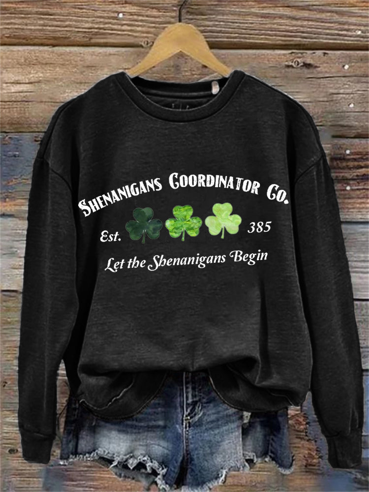 Comstylish Shenanigans Coordinator Co. Shamrocks Graphic Sweatshirt