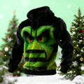 Comstylish Men's Christmas Monster Contrast Color Cozy Plush Hoodie