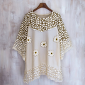 Women's Gold-stamped Floral Linen T-shirt artswardrobe