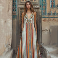Women's Fashion Ethnic Floral Art Pattern Sleeveless Dress artswardrobe