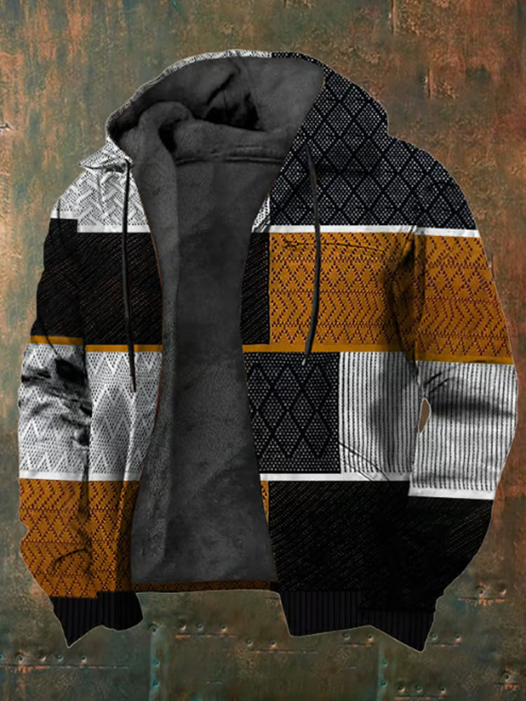 Men's Retro Western Textured Velvet Zip Jacket artswardrobe
