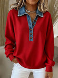 Women'S Casual Color-Blocked Sweatshirt 