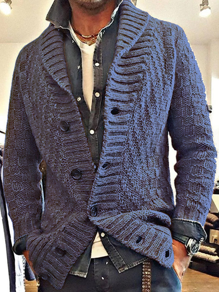 Men's Vintage Lapel Knit Sweater Cardigan elevenforest