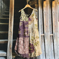 Vintage Purple Floral Patchwork Art Linen Tank Dress artswardrobe