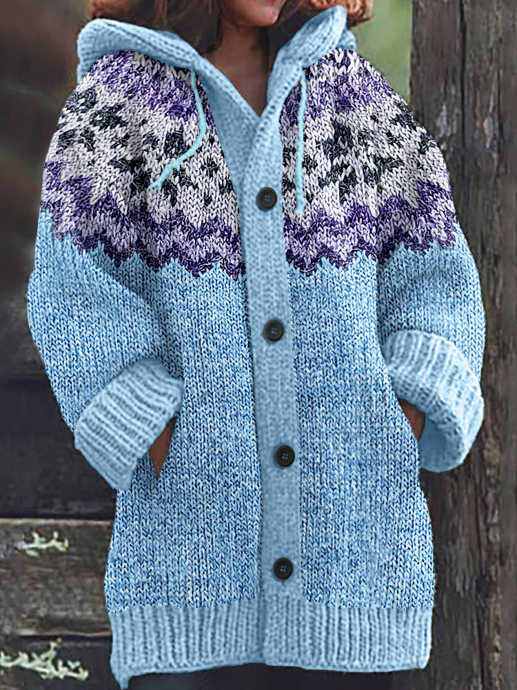 Vintage Knitted Jacquard Fairman Pattern Cozy Cardigan Sweater elevenforest