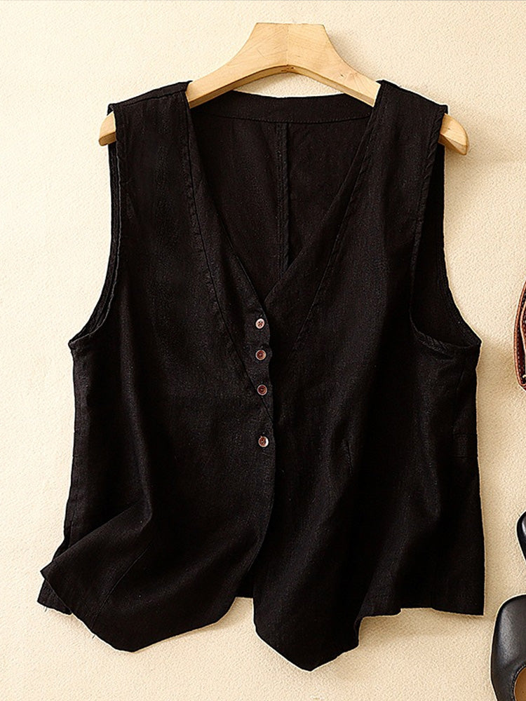 Vintage Linen Blend Classy Vest artswardrobe