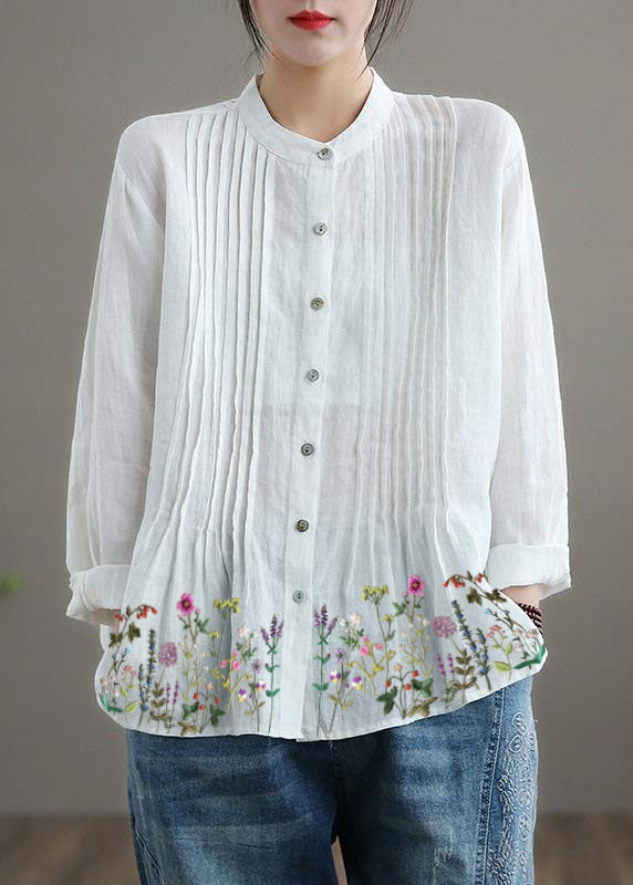 Organic White Linen Shirt Tunics Ramie Blouse