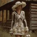 Comstylish Women's Halloween Skeleton Gothic Dress