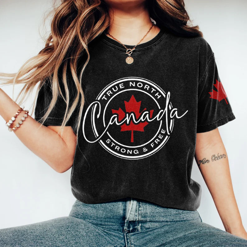 Canada True North Strong & Free Crew Neck T-shirt elevenforest