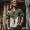 Men's Viking Tribal Celtic Color Contrast Art Linen Shirt artswardrobe